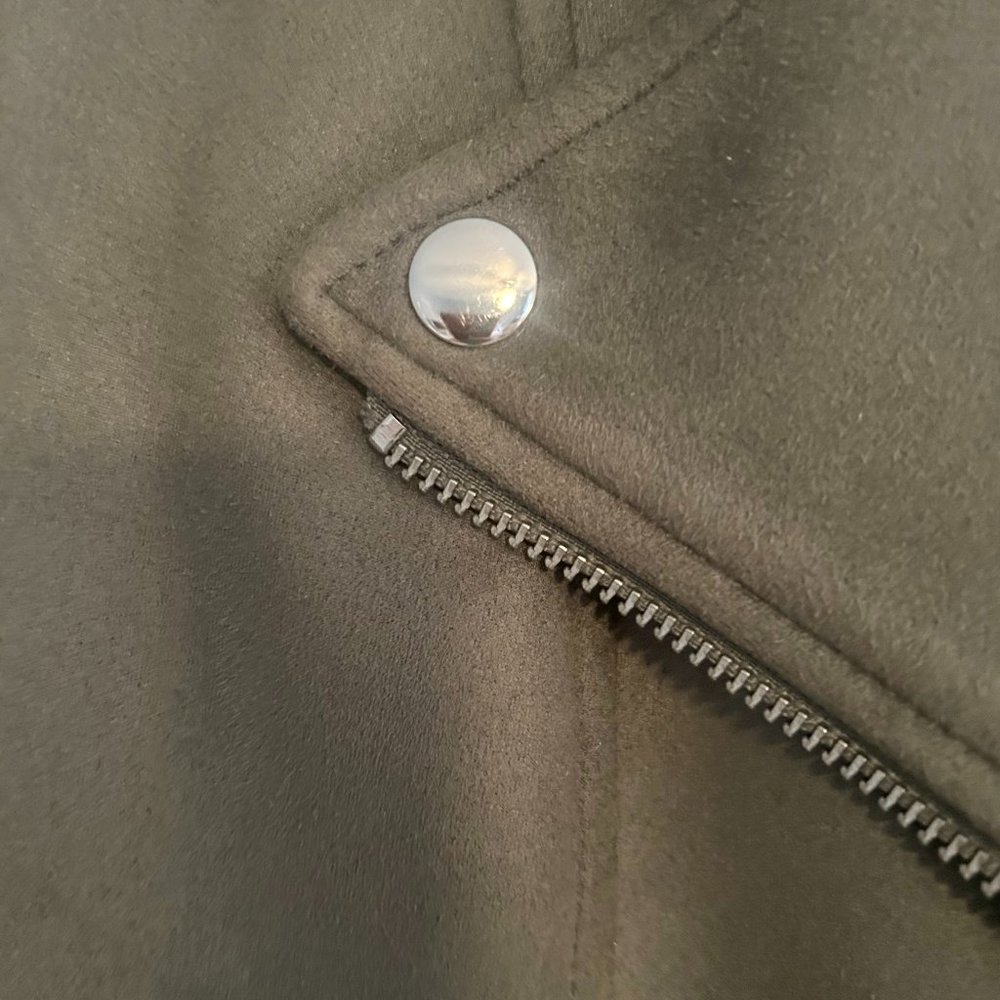 Old Navy Olive Green Faux Suede Moto Jacket – Small Petite - Picture 7 of 12
